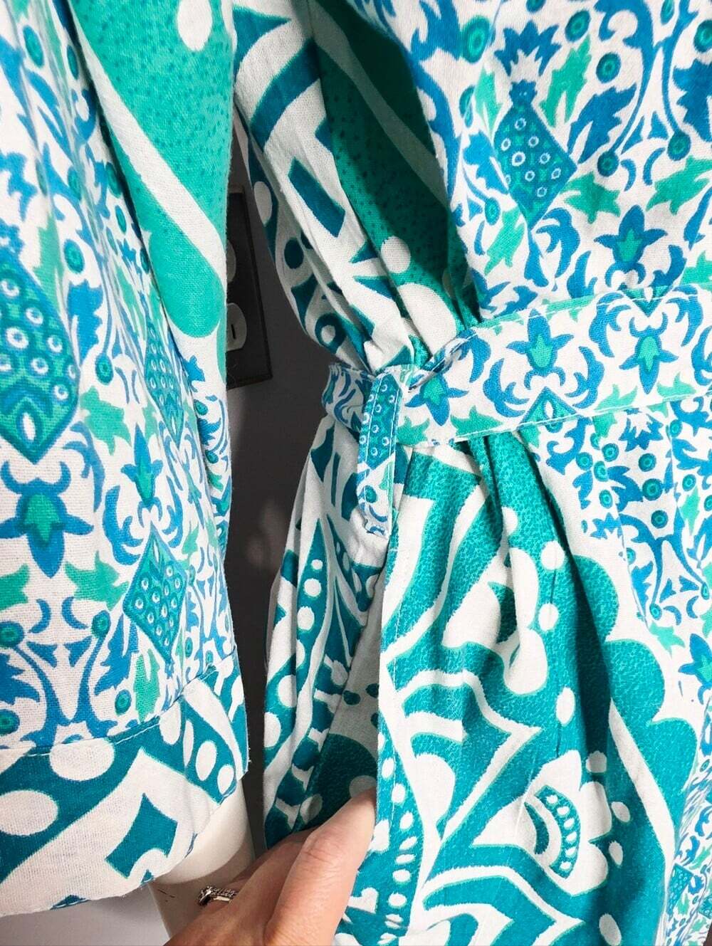 Turquoise Printed Kimono Robe - Women Intimates & Sleepwear - Picture 5 of 14